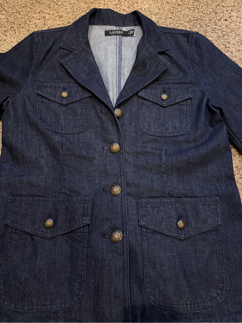 Lauren Ralph Lauren Dark Indigo Denim Blazer Blazer - Picture 2 of 6